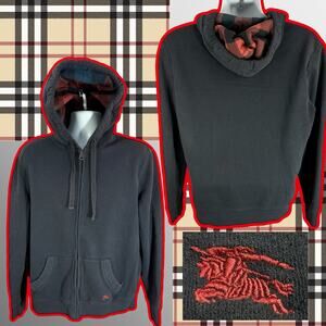 Burberry Brit Blue & Red Hoodie with Checker Interior Hood Men's Size XL (21x26)